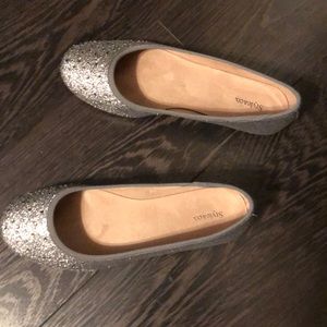 Silver glitter flats